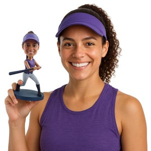 Custom Bobblehead Dazzling Softball Player Ready to Hit a Homerun  - Personalized Baseball player Bobblehead and Custom Action Figure