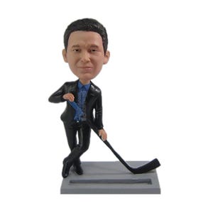 Custom Bobblehead Ice Hockey Fan in Suit, Ice Hockey Fan Custom Bobblehead, Sports Custom Bobblehead