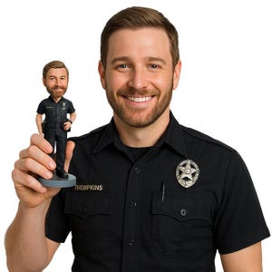 Custom Bobblehead Male Police Officer, Policeman Custom Bobblehead, Army Custom Bobblehead