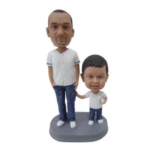 Custom Bobblehead Father and Kid Son, Father and Son Custom Bobblehead, Family Custom Bobblehead