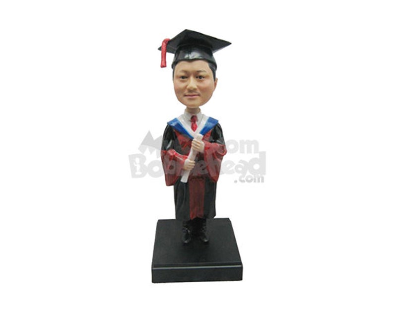 Custom Bobblehead Graduation Student, Male Graduate Custom Bobblehead, University Graduate Student Custom Bobblehead image 1