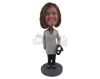 Custom Bobblehead Female Optometrist, Female Physician Doctor Custom Bobblehead, Oculist Custom Bobblehead, Eye Doctor Custom Bobblehead