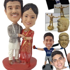 Custom Bobblehead Traditional Indian Wedding Couple, Bride & Groom Custom Bobblehead, Wedding Custom Bobblehead, Personalized Bobblehead image 2