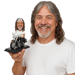 Custom Bobblehead Motorcycle Aficionado, Biker Custom Bobblehead, Biker Custom Bobblehead