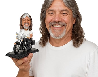 Custom Bobblehead Motorcycle Aficionado, Biker Custom Bobblehead, Biker Custom Bobblehead
