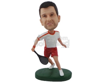 Custom Bobblehead Tennis Player, Male Tennis Player Custom Bobblehead, Sports Custom Bobblehead