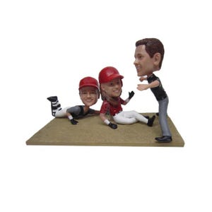 Custom Bobblehead Baseball Players in Action, Baseball Umpire Catcher Runner Custom Bobblehead, Sports Custom Bobblehead