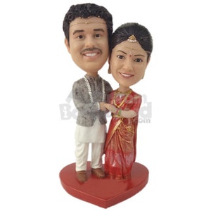 Custom Bobblehead Traditional Indian Wedding Couple, Bride & Groom Custom Bobblehead, Wedding Custom Bobblehead, Personalized Bobblehead image 1