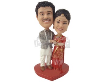 Custom Bobblehead Traditional Indian Wedding Couple, Bride & Groom Custom Bobblehead, Wedding Custom Bobblehead, Personalized Bobblehead