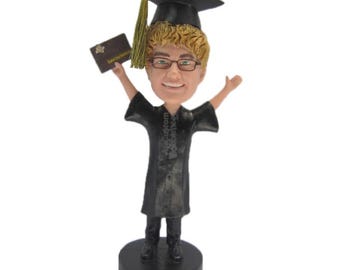 Custom Bobblehead Male Happy Graduate, College Graduate Custom Bobblehead, Graduation Personalized Bobblehead