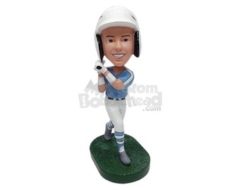 Custom Bobblehead Baseball Player Hitting It Outside The Park - Personalized Baseball player Bobblehead and Custom Action Figure