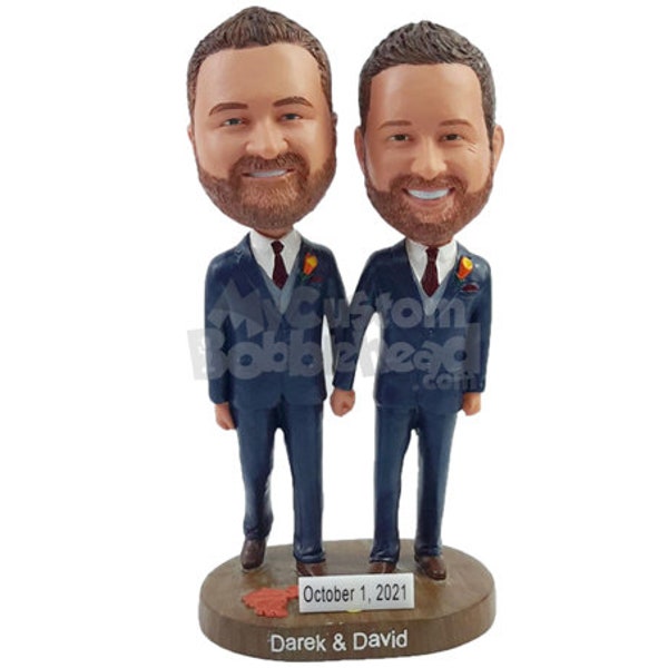 Custom Bobblehead Same Sex Gay Male Wedding Couple, Gay Wedding Custom Bobblehead, Personalized Bobblehead