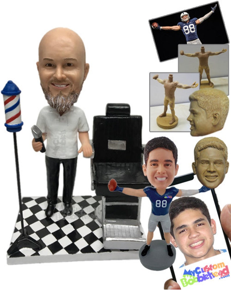 Custom Bobblehead Male Barber, Barber Custom Bobblehead, Male HairStylist Custom Bobblehead image 2