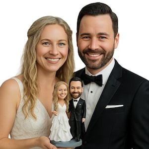 Custom Bride and Groom Bobblehead, Personalized Wedding Cake Topper, Funny Couple Figurine, Unique Wedding Gift, Anniversary Keepsake