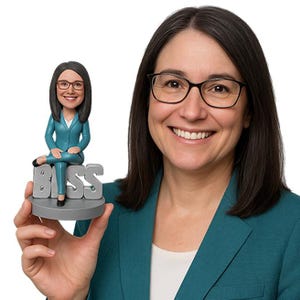 Custom Bobblehead Female Boss, Female Corporate CEO Custom Bobblehead, Elegant Exec Custom Bobblehead