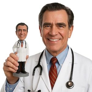 Custom Bobblehead Male Doctor With Stethoscope, Medical Doctor Custom Bobblehead, Physician Custom Bobblehead