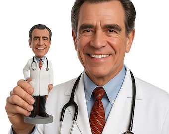 Custom Bobblehead Male Doctor With Stethoscope, Medical Doctor Custom Bobblehead, Physician Custom Bobblehead