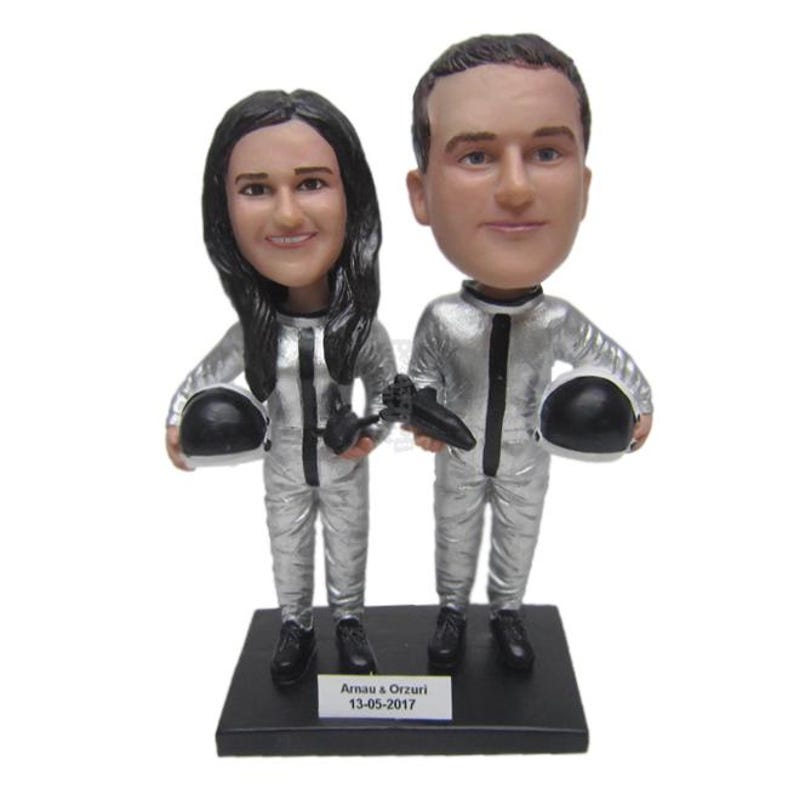 Custom Bobblehead Astronaut Couple, Space Custom Bobblehead, Space Mission Custom Bobblehead image 2