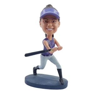 Custom Bobblehead Dazzling Softball Player Ready to Hit a Homerun  - Personalized Baseball player Bobblehead and Custom Action Figure