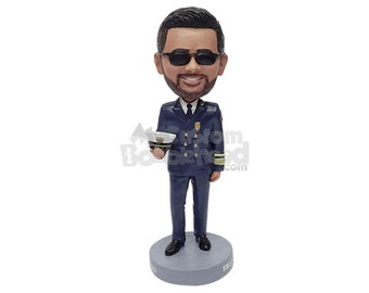 Custom Bobblehead Flight Captain At Your Service, Pilot Custom Bobblehead, Custom Bobblehead