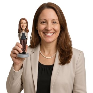 Custom Bobblehead Lady Standing in Casual Outfit, Casual Female Custom Bobblehead