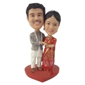 Custom Bobblehead Traditional Indian Wedding Couple, Bride & Groom Custom Bobblehead, Wedding Custom Bobblehead, Personalized Bobblehead