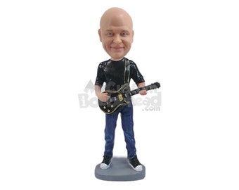 Custom Bobblehead Male Guitarist, Guitar Player Custom Bobblehead, Musical Instrument Custom Bobblehead