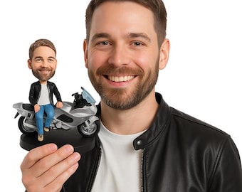 Custom Bobblehead Super Cool Biker Dude, Motorcycle Rider Custom Bobblehead, Motorcycle Custom Bobblehead