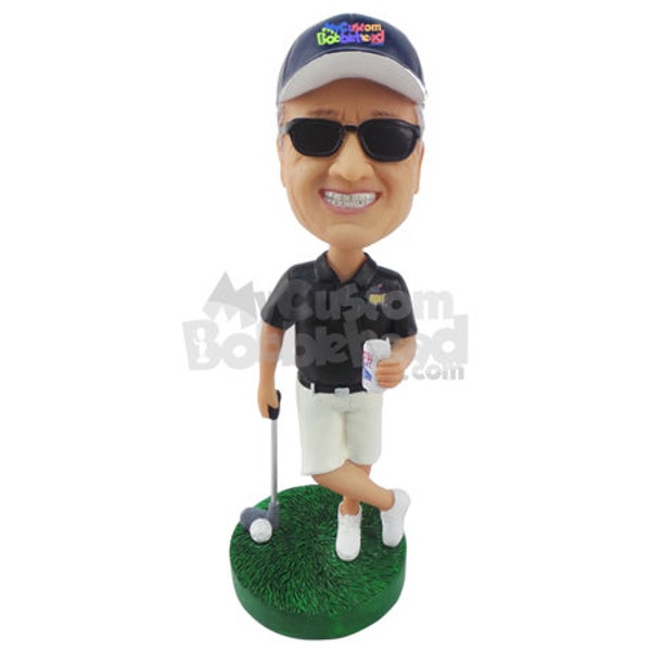 Custom Bobblehead Pro Golfer with Beer, Golf Custom Bobblehead, Sports Custom Bobblehead