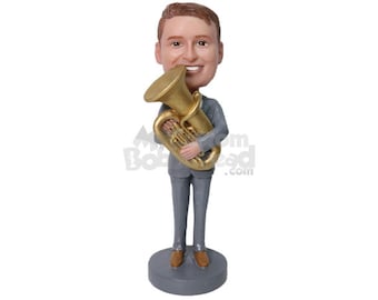 Custom Bobblehead Tuba Player, Marching Band Tuba Expert Custom Bobblehead, Musical Instruments Custom Bobblehead