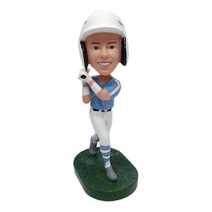 Custom Bobblehead Baseball Player Hitting It Outside The Park - Personalized Baseball player Bobblehead and Custom Action Figure