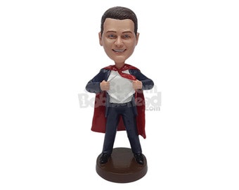 Custom Bobblehead Super Businessman Ripping His Shirt Off - Personalized Executives Bobblehead and Custom Action Figure