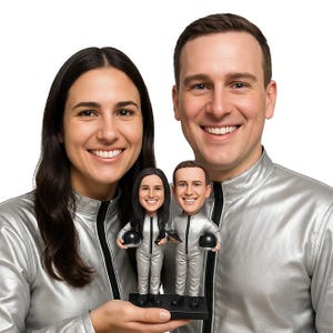 Custom Bobblehead Astronaut Couple, Space Custom Bobblehead, Space Mission Custom Bobblehead image 1