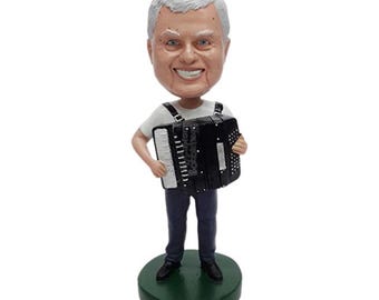 Custom Bobblehead Accordion Player, Keyboard Player Custom Bobblehead, Musical Instrument Custom Bobblehead