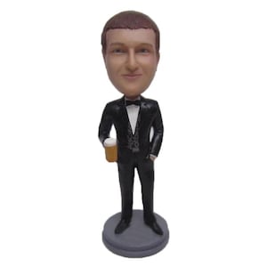 Custom Bobblehead Groomsman with Beer, Bestman, Asher, Groom Custom Bobblehead, Wedding Custom Bobblehead, Personalized Bobblehead