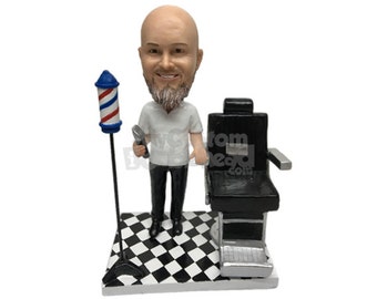 Custom Bobblehead Male Barber, Barber Custom Bobblehead, Male HairStylist Custom Bobblehead