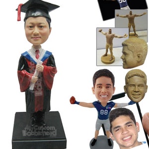 Custom Bobblehead Graduation Student, Male Graduate Custom Bobblehead, University Graduate Student Custom Bobblehead image 2