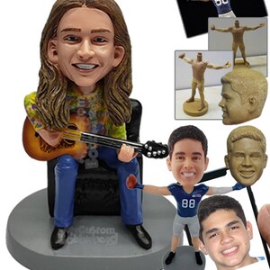 Custom Bobblehead Sitting Chill Guitarist, Guitar Player Custom Bobblehead, Musical Instrument Custom Bobblehead image 2