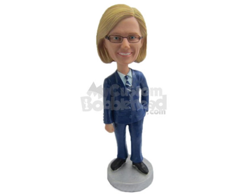 Blue Tie Executive Bobblehead - Corporate Leader Figurine