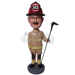 Custom Bobblehead Captain Firefighter, Fight Fighter Custom Bobblehead, Fire Department Custom Bobblehead image 1