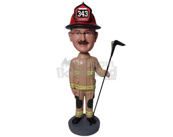 Custom Bobblehead Captain Firefighter, Fight Fighter Custom Bobblehead, Fire Department Custom Bobblehead