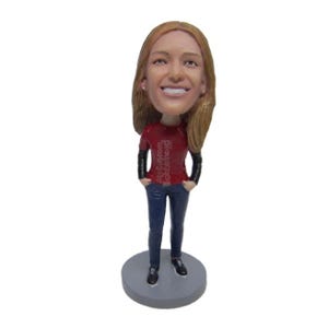Custom Bobblehead Cool Chick in Casual Attire, Casual Female Custom Bobblehead