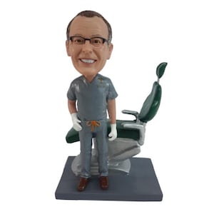 Custom Bobblehead Dental Hygienist Doctor with Chair, Orthodontist Custom Bobblehead, Dentist Custom Bobblehead