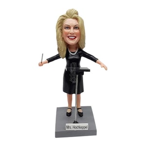 Custom Bobblehead Female Orchestra Conductor Directing The Musicians, Musician Custom Bobblehead, Director Custom Bobblehead