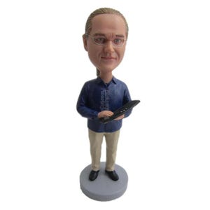 Custom Bobblehead Computer Geek, IT Guy with Computer Keyboard Custom Bobblehead, Nerd Custom Bobblehead