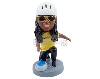 Custom Bobblehead Curler Aficionado, Champion Curling Custom Bobblehead, Sports Custom Bobblehead