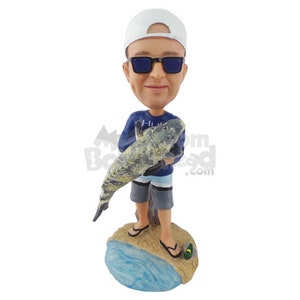 Custom Bobblehead Fisherman Aficionado, Fishing Custom Bobblehead, Fisherman Custom Bobblehead image 1