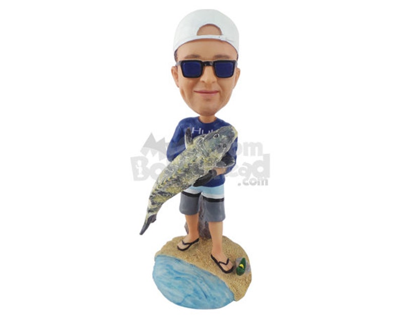 Custom Bobblehead Fisherman Aficionado, Fishing Custom Bobblehead, Fisherman Custom Bobblehead image 1