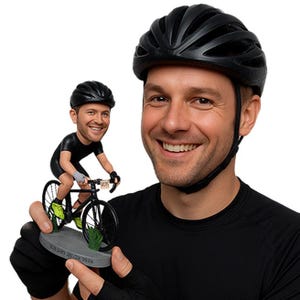 Custom Bobblehead Male Cyclist Riding His Bike, Bicycle Rider Custom Bobblehead, Sports Custom Bobblehead