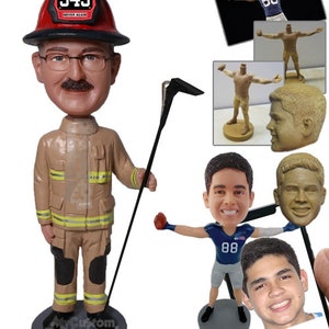 Custom Bobblehead Captain Firefighter, Fight Fighter Custom Bobblehead, Fire Department Custom Bobblehead image 2